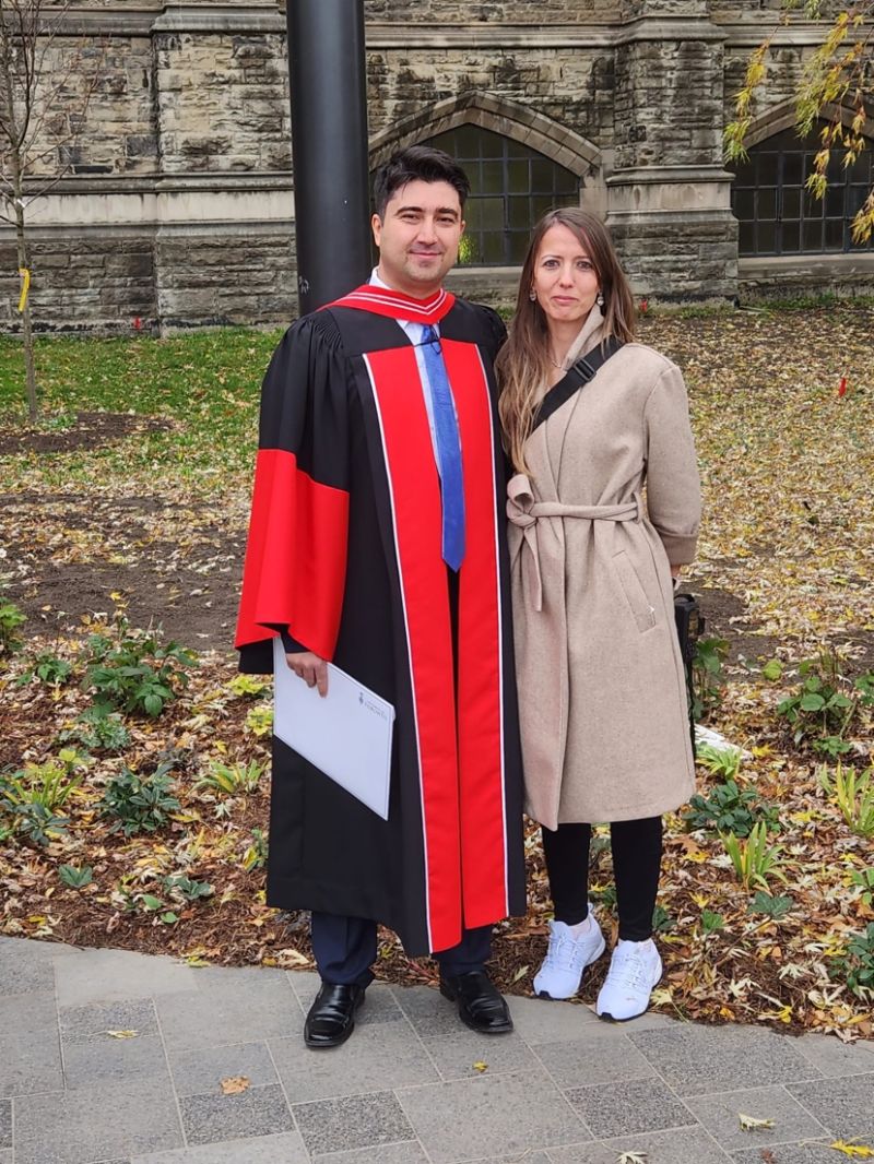 Dr. Serdar San and his wife Sumeyye San, convocation, November 7, 2023