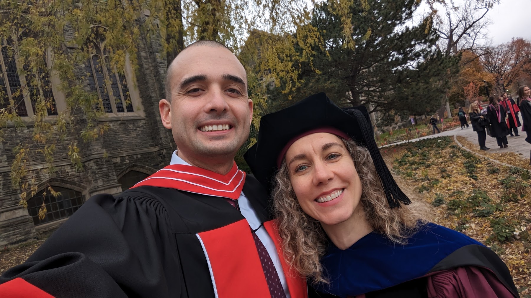 Dr. Giancarlo Fiorella and Professor Beatrice Jauregui in their convocation robes